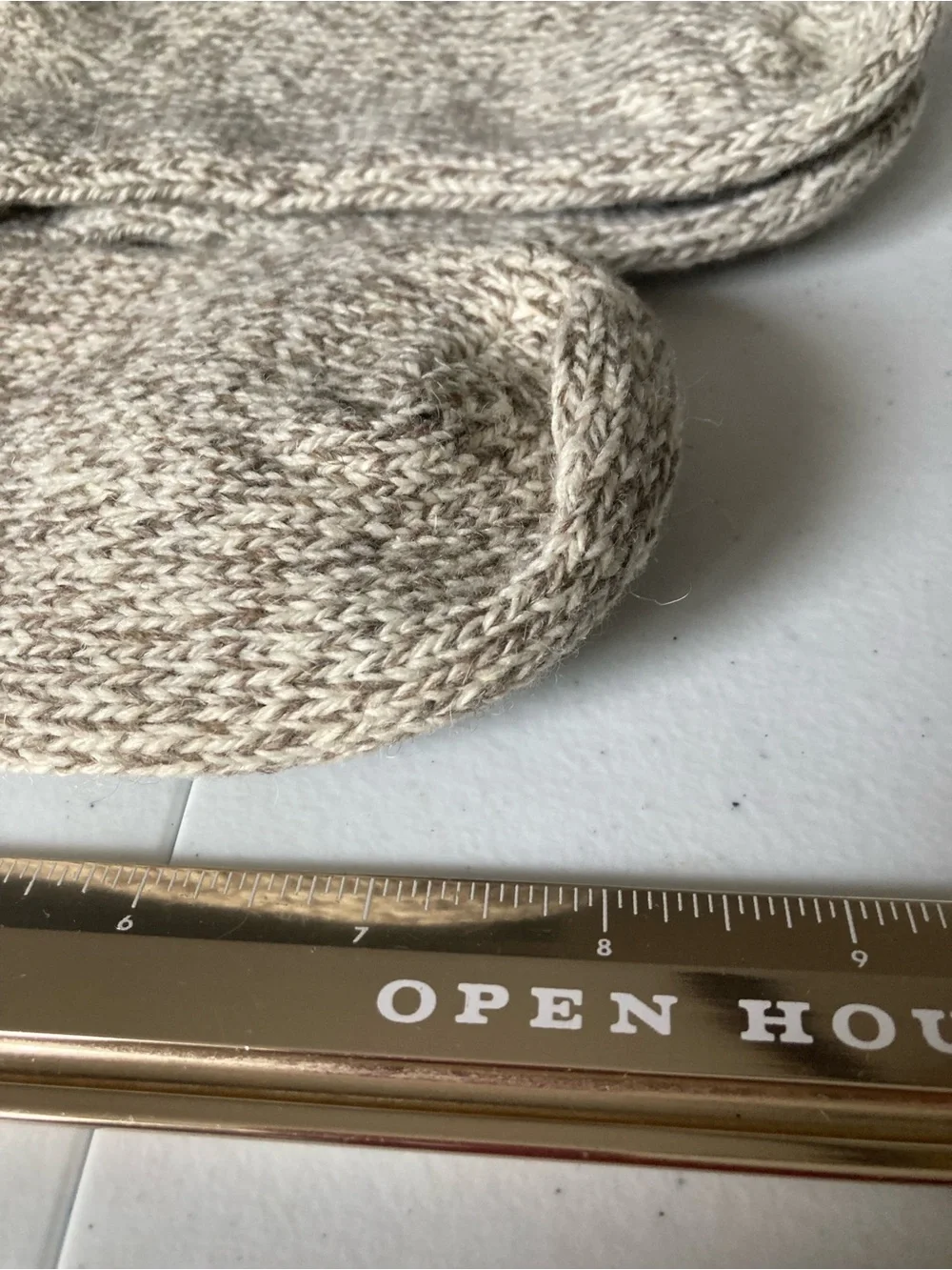Men's Marled Crew Socks in Natural Beige